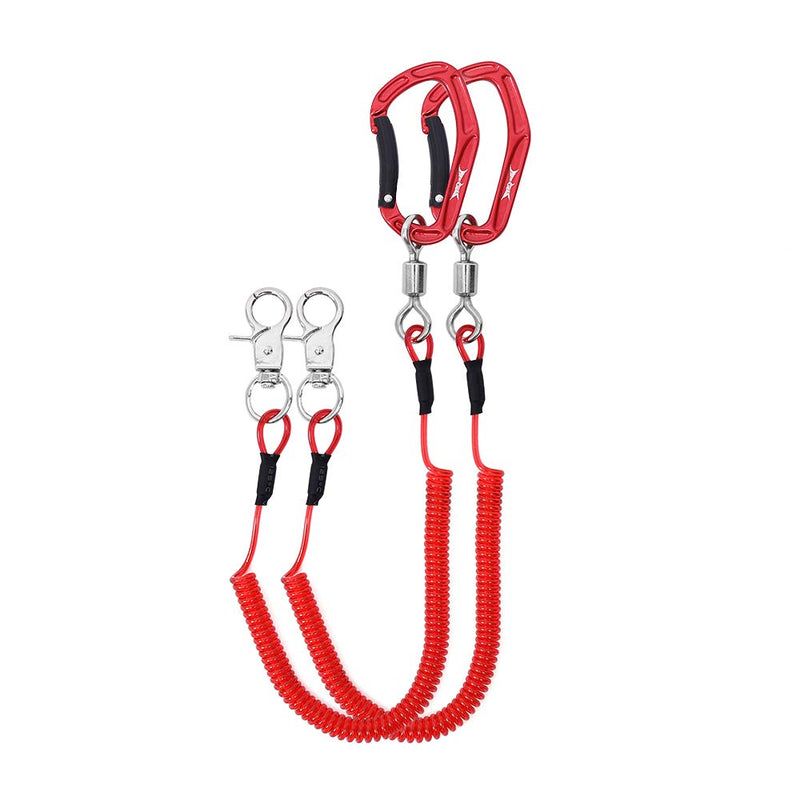 HERCULES M4 Heavy Duty Fishing Lanyard, Coiled Lanyard for Fishing, Rods, Pliers, Boating, Paddles, Kayak Pack of 2 Red, 5.9" - BeesActive Australia