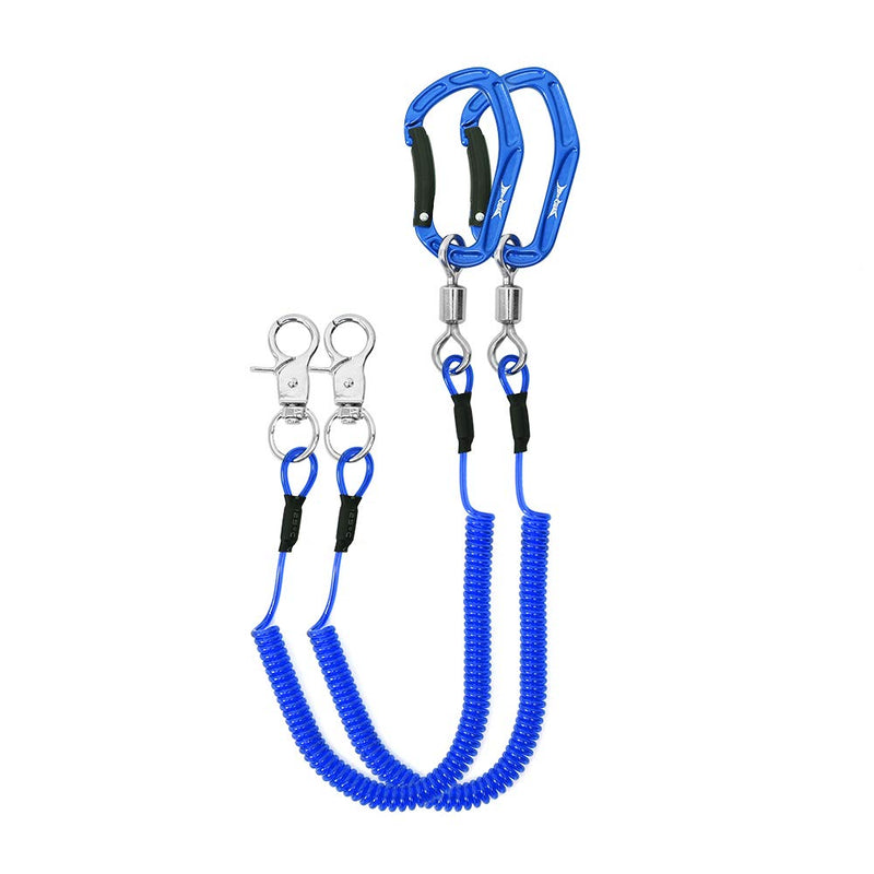 HERCULES M4 Heavy Duty Fishing Lanyard, Coiled Lanyard for Fishing, Rods, Pliers, Boating, Paddles, Kayak Pack of 2 Blue, 5.9" - BeesActive Australia