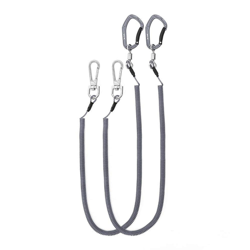 HERCULES M4 Heavy Duty Fishing Lanyard, Coiled Lanyard for Fishing, Rods, Pliers, Boating, Paddles, Kayak Pack of 2 Grey, 17.7" Plus - BeesActive Australia