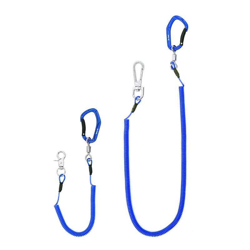 HERCULES M4 Heavy Duty Fishing Lanyard, Coiled Lanyard for Fishing, Rods, Pliers, Boating, Paddles, Kayak Pack of 2 Blue (17.7" Plus, 5.9") - BeesActive Australia