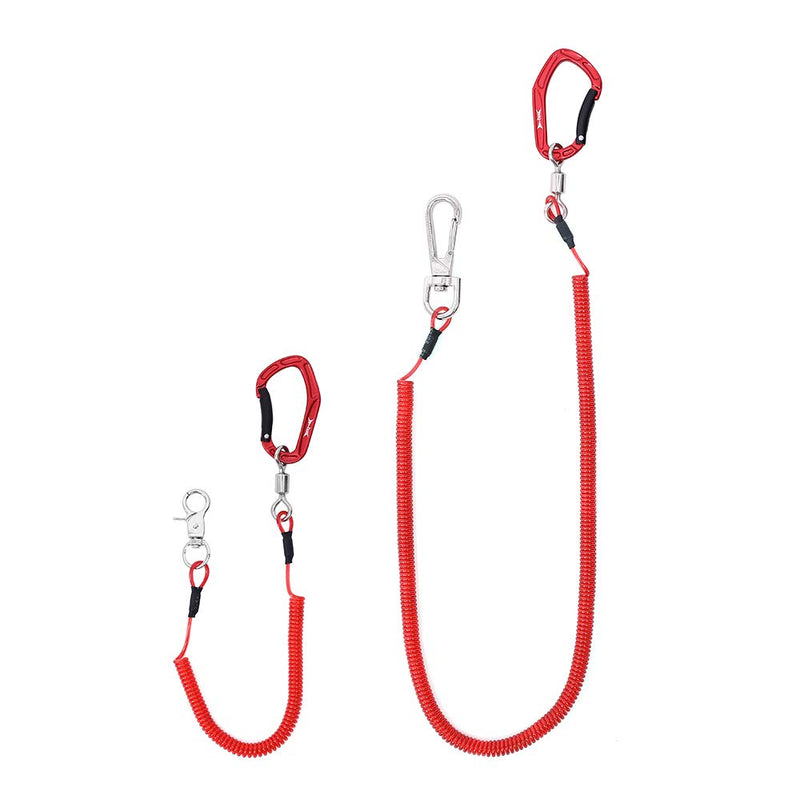 HERCULES M4 Heavy Duty Fishing Lanyard, Coiled Lanyard for Fishing, Rods, Pliers, Boating, Paddles, Kayak Pack of 2 Red (17.7" Plus, 5.9") - BeesActive Australia