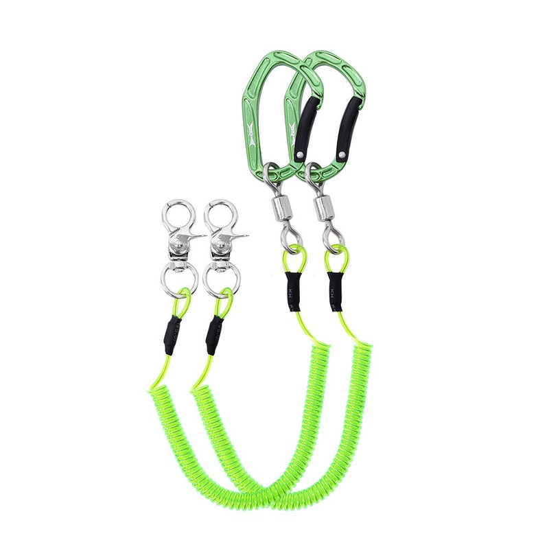 HERCULES M4 Heavy Duty Fishing Lanyard, Coiled Lanyard for Fishing, Rods, Pliers, Boating, Paddles, Kayak Pack of 2 Green, 5.9" - BeesActive Australia