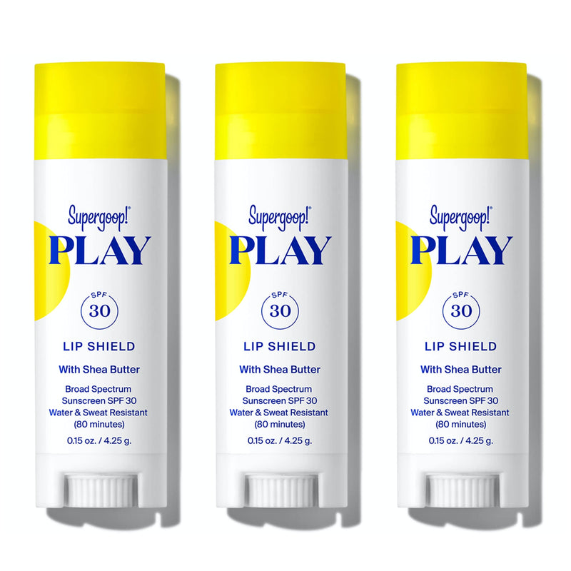 Supergoop! PLAY Lip Shield SPF 30 with Shea Butter - 3 Pack - Hydrating, Reef-Safe SPF Lip Balm - Moisturizing Lip Treatment For Dry Cracked Lips - Clean Ingredients & Broad Spectrum UV Protection - BeesActive Australia