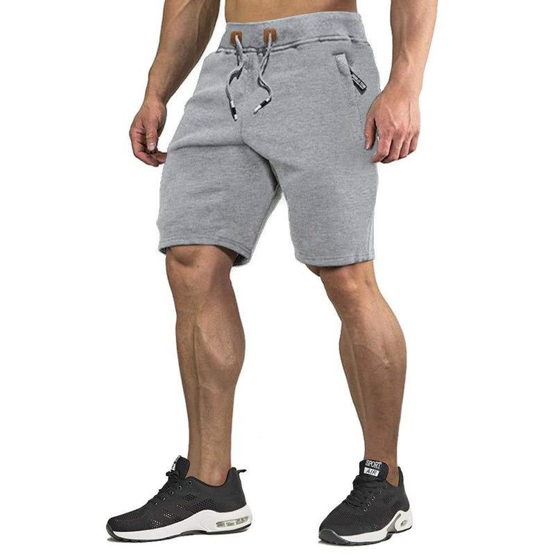 [AUSTRALIA] - CRYSULLY Men's Cotton Joggers Casual Workout Shorts Running Shorts with Zipper Pockets Grey 38 