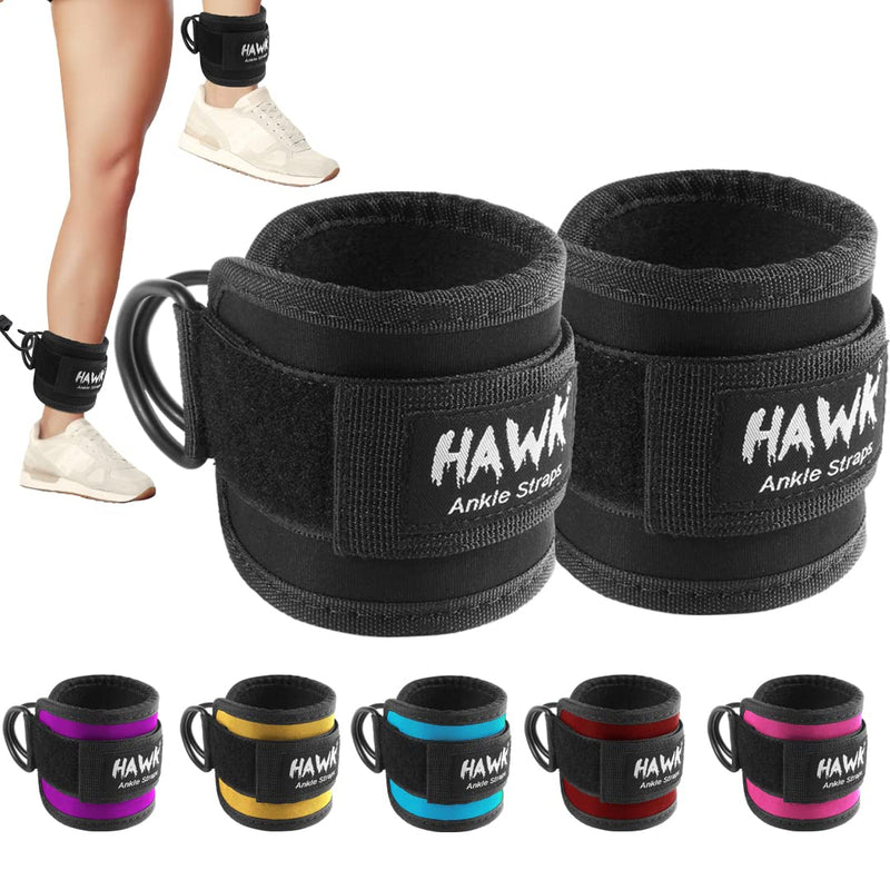 Ankle Straps for Cable Machines Padded Ankle Cuffs (Pair) - for Legs, Glutes, Abs and Hip Workouts Fits Women & Men - Fully Adjustable & Breathable Ankle Strap Set Black - BeesActive Australia