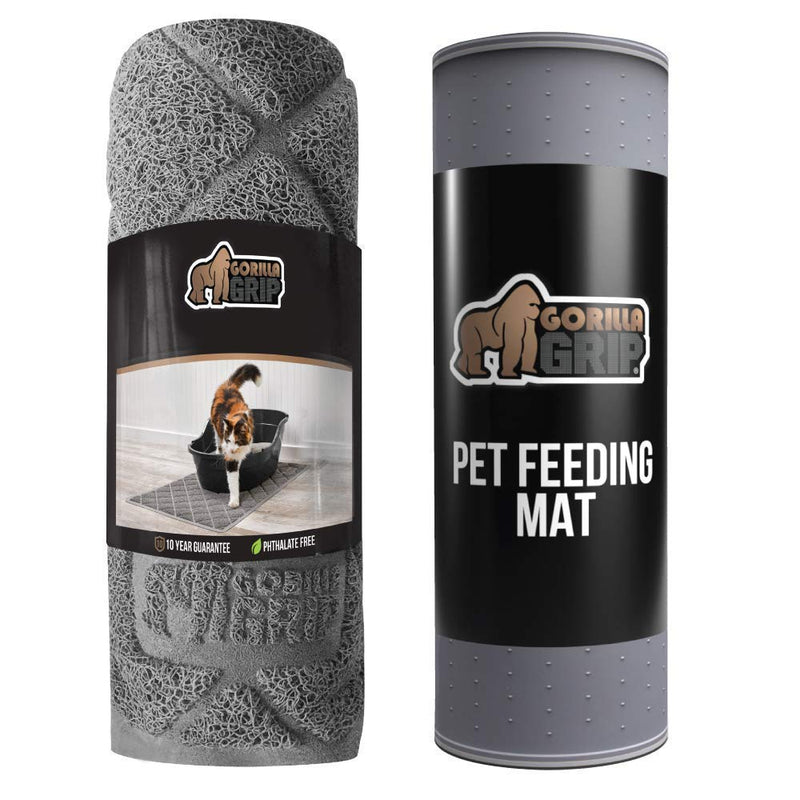 Gorilla Grip Cat Litter Mat and Silicone Pet Feeding Mat, Both Gray, Cat Mat Size 35x23, and Silicone Pet Feeding Mat Size 18.5x11.5, 2 Item Bundle - BeesActive Australia