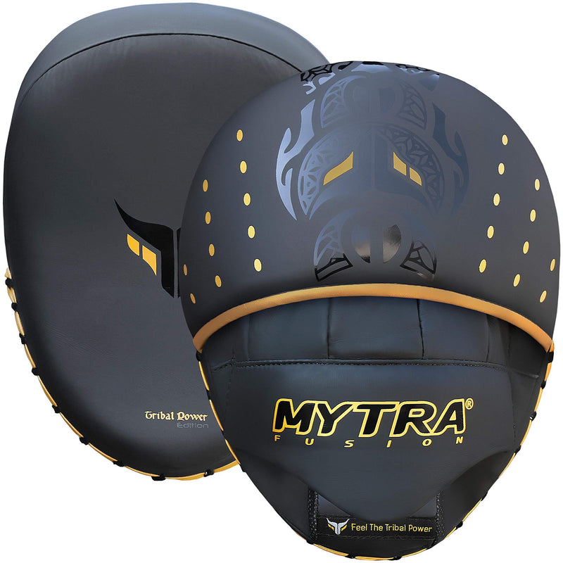 [AUSTRALIA] - Mytra Fusion Focus Pads Mitts Target Pad Boxing Kickboxing Muay Thai Training Pair (Black) 