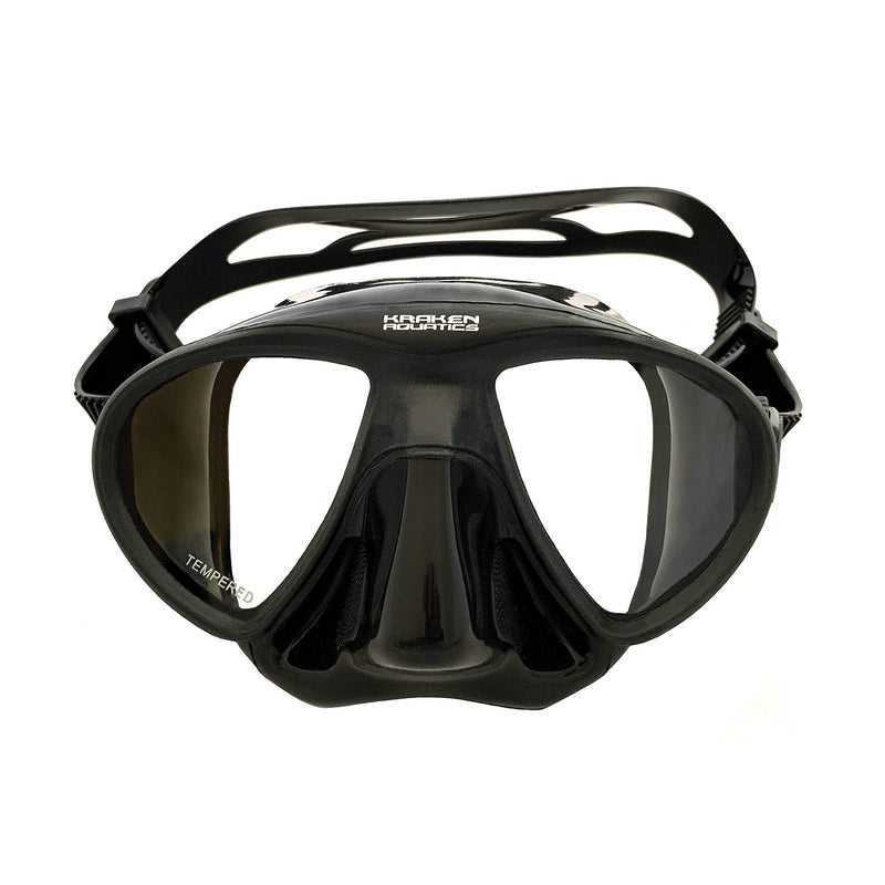 [AUSTRALIA] - Kraken Aquatics Freediving Spearfishing Mask with Silicone Skirt and Strap | Storage Case Included Black 