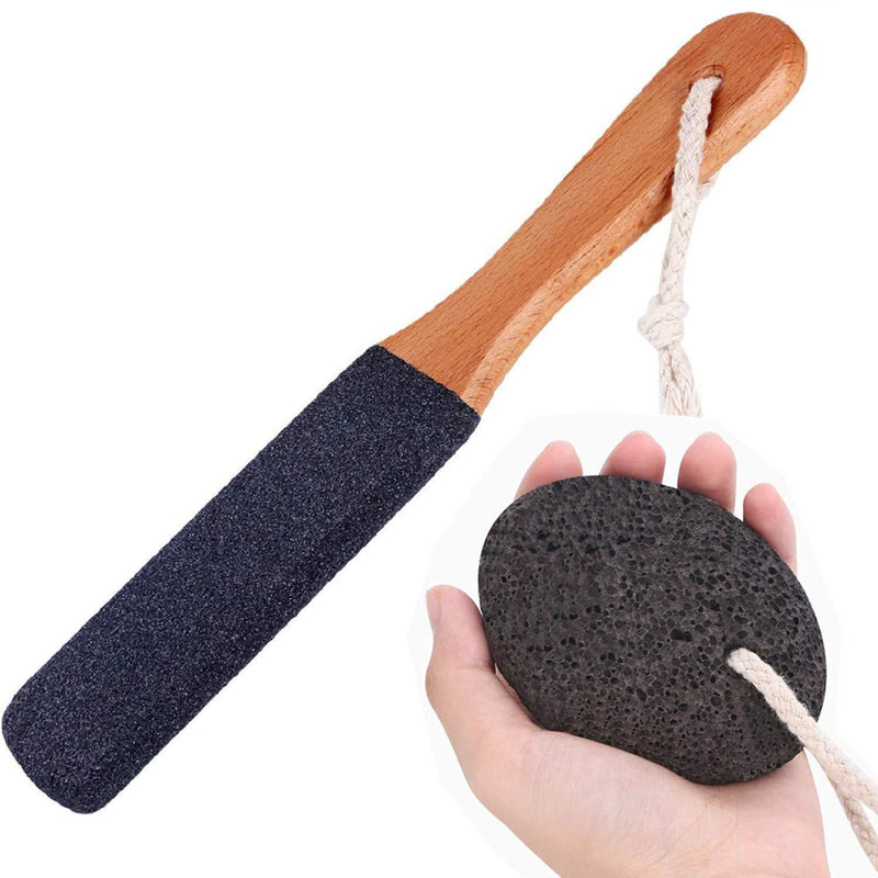Vridale Pumice Stones for Feet Lava Pumice Stone Foot File Callus Removal Foot Scrubber for Hands Care Foot Exfoliation Dead Skin Remover with Handle - BeesActive Australia