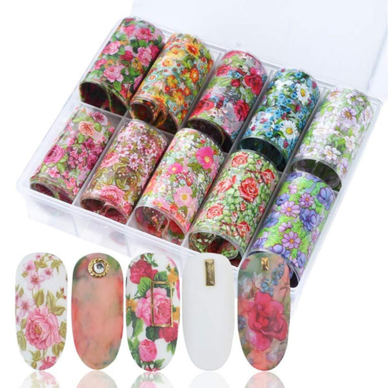 10 Sheets Flower Patterns Decal Nail Foil Stickers For Women - BeesActive Australia