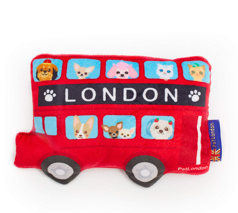 PetLondon Graphical London Red Bus Dog Toy - Fun Printed London Routemaster British Red Soft Plush Toy - 7" - BeesActive Australia