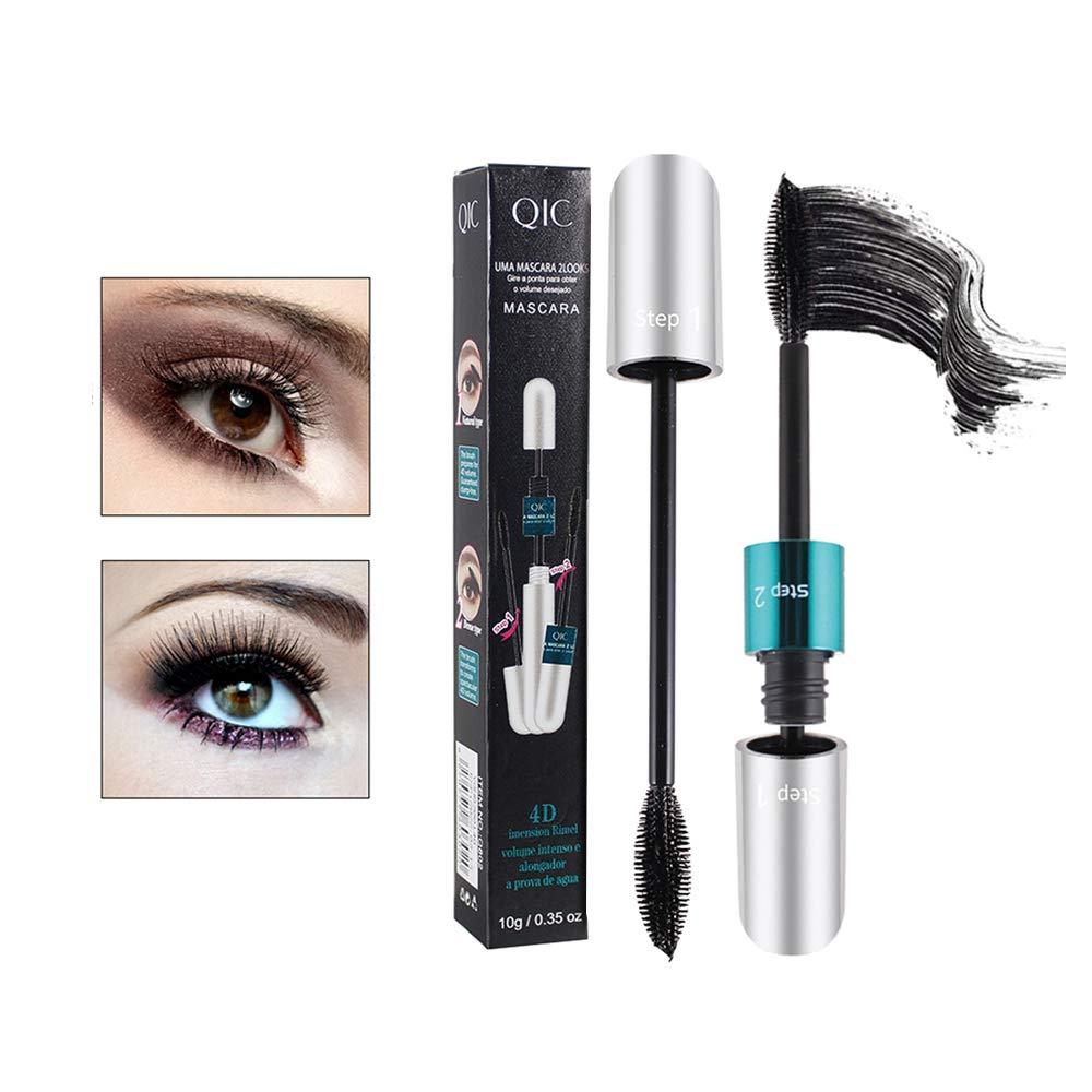 NaSeny 4D Silk Fiber Lash 2 in 1 Waterproof Mascara Black Thrive Liquid Lashes Extention Hypoallergenic Mascara Natural for Thickening and Lengthening Charming Eye Makeup Gift for Mother's Day Silver - BeesActive Australia