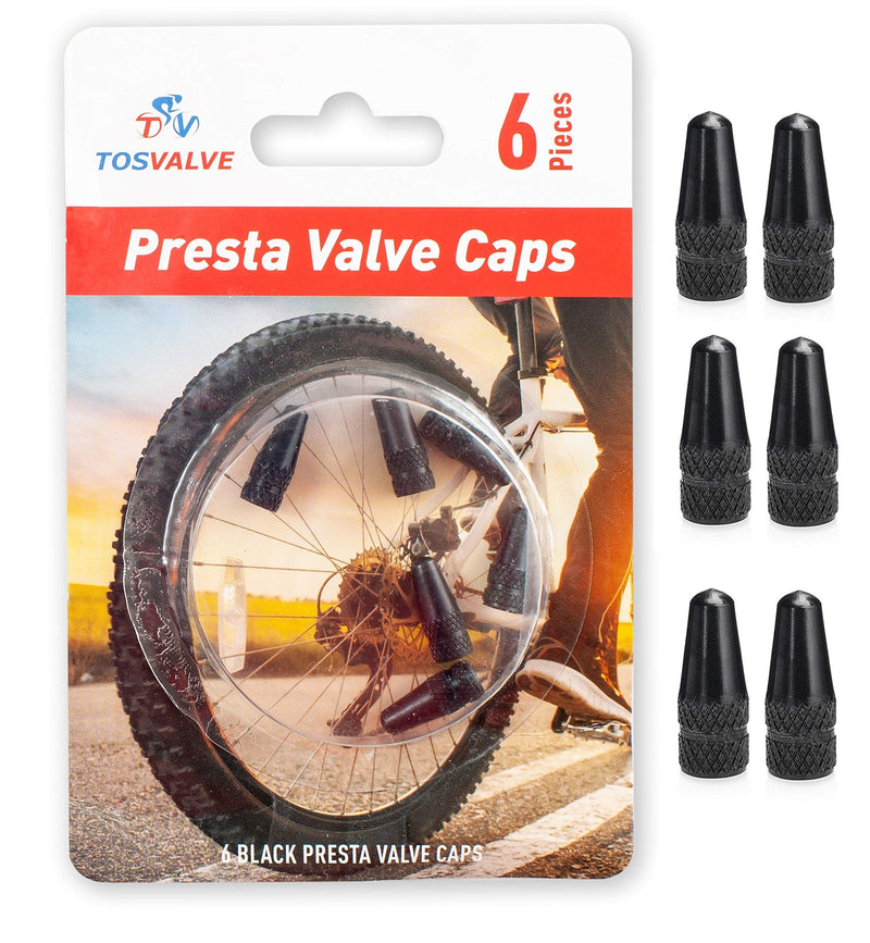 Presta Valve Caps - Tire Valve Stem Caps 6pcs - Anodized Presta Valve Caps - Dust Caps Tire - Bike Presta Valve Cap Black Aluminum Color - Bicycle Presta Valve Cover - Air Caps Tires (Black) - BeesActive Australia