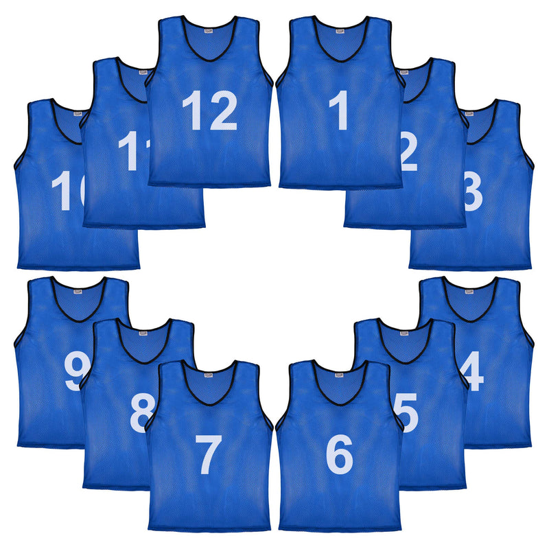 Murray Sporting Goods Youth Mesh Team Practice Pinnies - Numbered or Reversible, Set of 12 Blue Numbered - BeesActive Australia