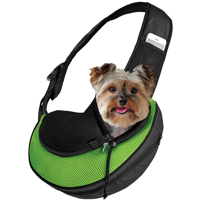 Expandable Pet Carrier Sling Bag - Small Dog, Puppy and Cat Carrier Front Shoulder Backpack w/ Harness Strap - Carrying Pouch for ESA, Animal Travel - PU Leather Bottom, Mesh Pocket by Katziela - BeesActive Australia