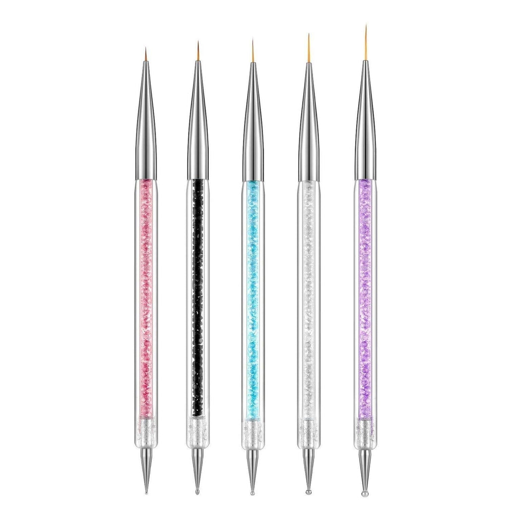 5PCS Nail Art Liner Brushes, UV Gel Painting Nail Design Brush Pen, Nail Dotting Pen Brush Kit Nail Art Tool, Dual-ended Nail Art Liner Brushes - BeesActive Australia