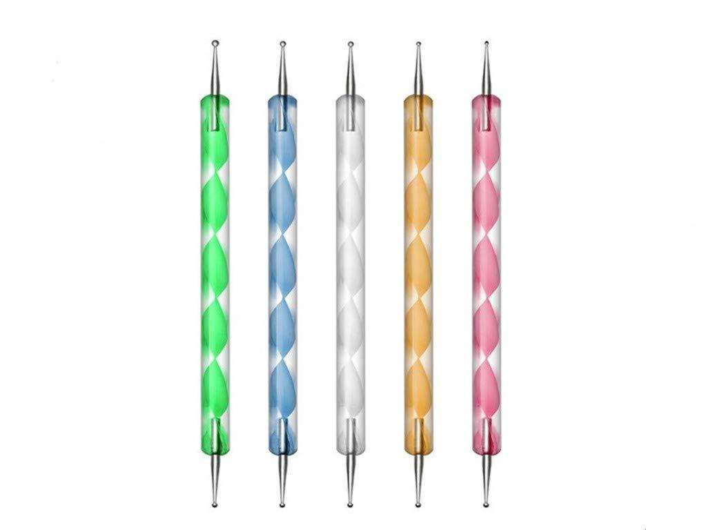 Aoshang 5 pc UV Gel Painting DIY Design Nail Art 2 Way Dotting Pen Tool Nail Art Tip Dot Paint Manicure kit - BeesActive Australia