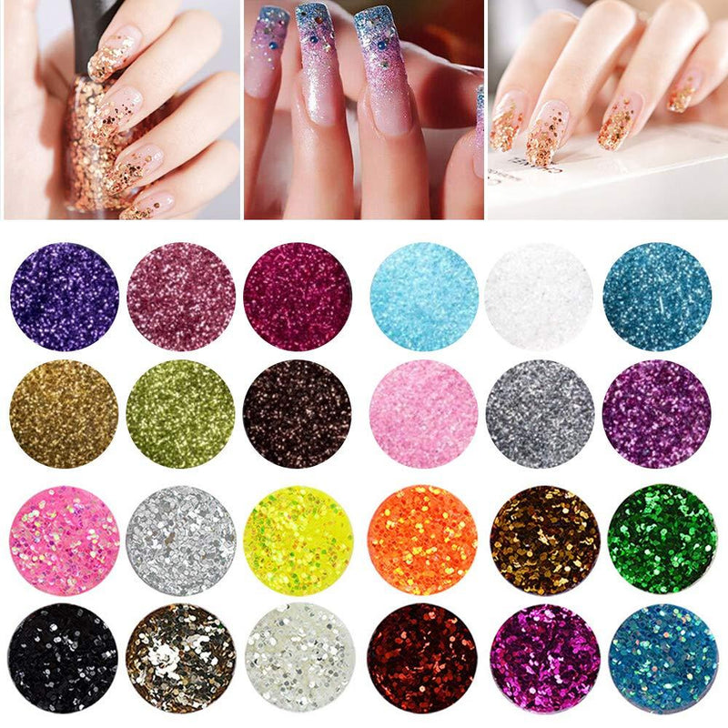 24pcs Holographic Cosmetic Glitters, KTOMO Multi-color Chunky Glitters Body Glitters for Face Hair Eye Make Up Nail Art - BeesActive Australia