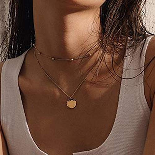 Edary Fashion Double Layered Necklace Sequins Pendant Beaded Necklaces Chain Jewelry Accessories for Women and Girls. - BeesActive Australia