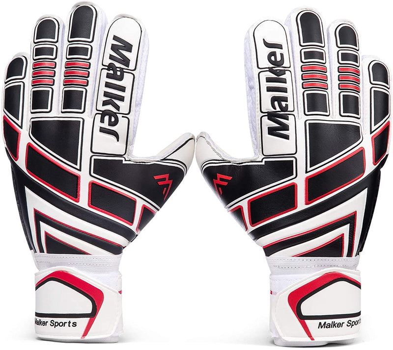 Malker Soccer Goalie Gloves Goalkeeper Gloves with Fingersave and Double Wrist Protection, Strong Grip Goalkeeper Gloves for Kids, Youth, Adults White 9 - BeesActive Australia