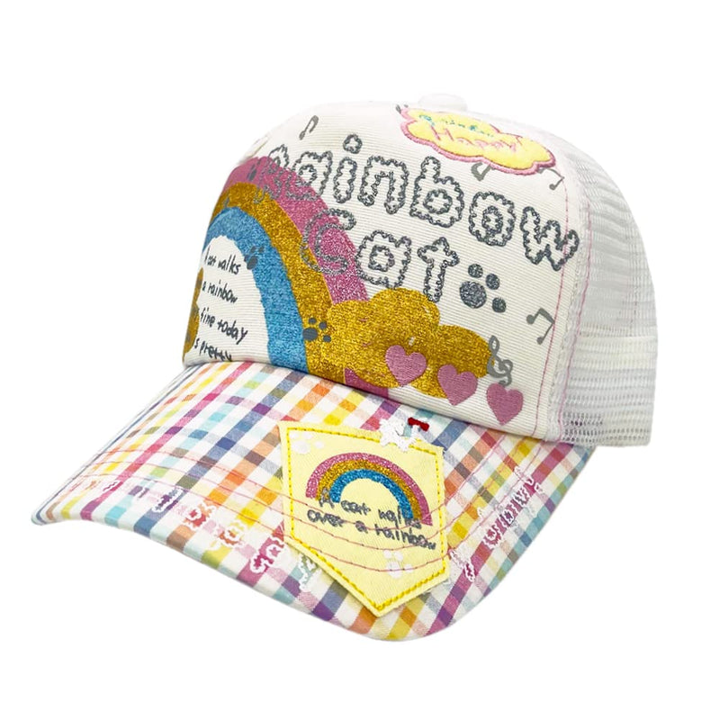 Julerwoo Kids Girls Unicorn Baseball Cap Pink Cotton Sun Hat for 3-12Y Rainbow White - BeesActive Australia
