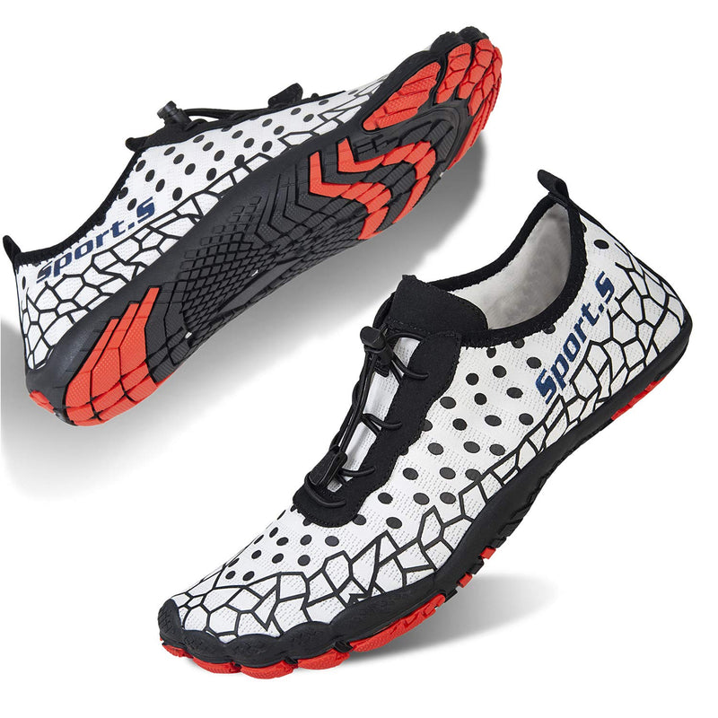 Water Shoes Mens Womens Barefoot Diving Swim Shoes Water Sports Non-Slip Aqua Shoes for Swim Pool, Beach,Hiking, Kayaking, Boating,Surfing 9 Women/6.5 Men White-c - BeesActive Australia