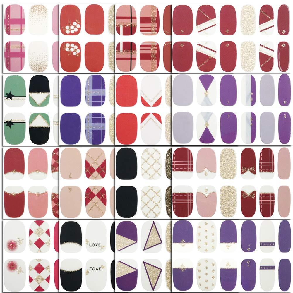 Comdoit 16 Sheets Full Wraps Nail Polish Stickers Glitter Nail Polish Strips Self Adhesive Nail Art Sticker Shine Nails Strips Decals Nail Art Tips Stickers False Nail Design Kit Manicure Decor - BeesActive Australia