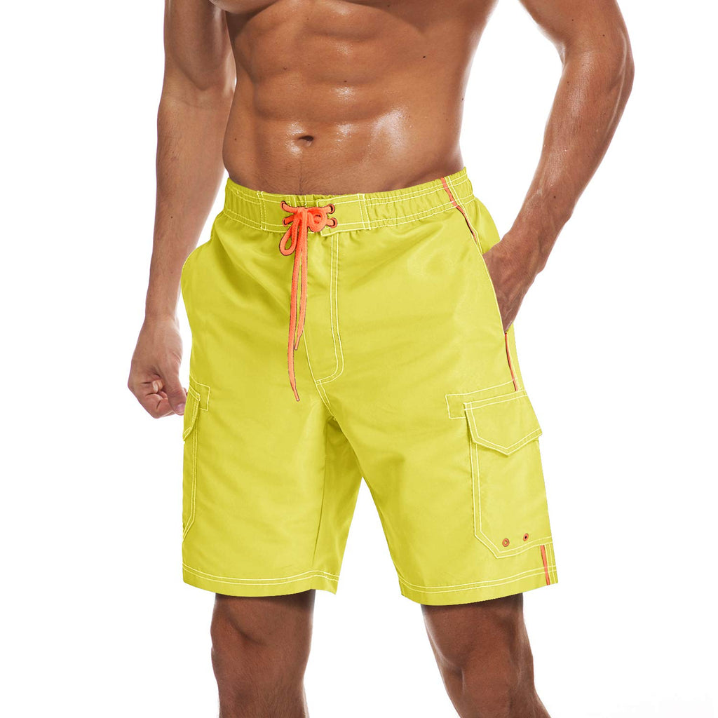 TACVASEN Men's Summer Quick Dry Swim Trunks Bathing Suit Shorts with Lining Men Large Yellow - BeesActive Australia