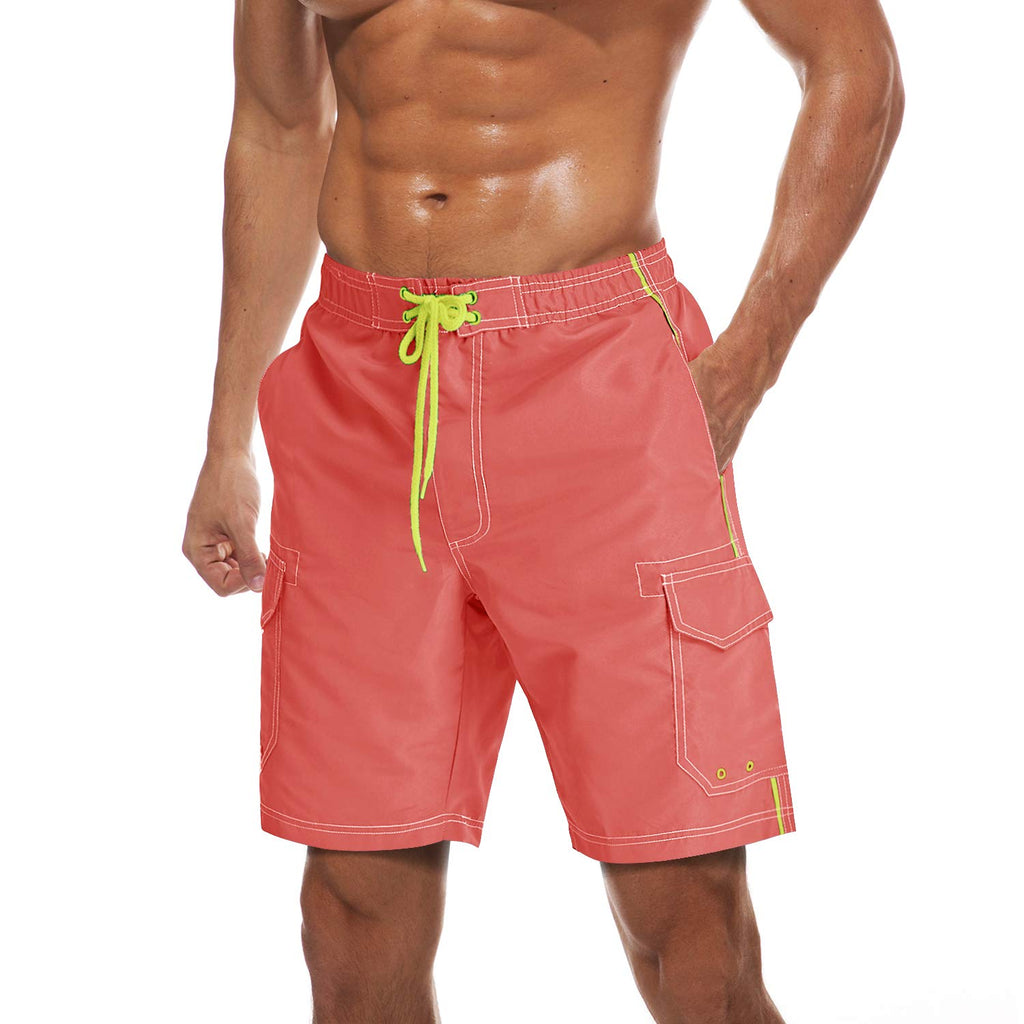 TACVASEN Men's Summer Quick Dry Swim Trunks Bathing Suit Shorts with Lining Men XX-Large Watermelon Red - BeesActive Australia