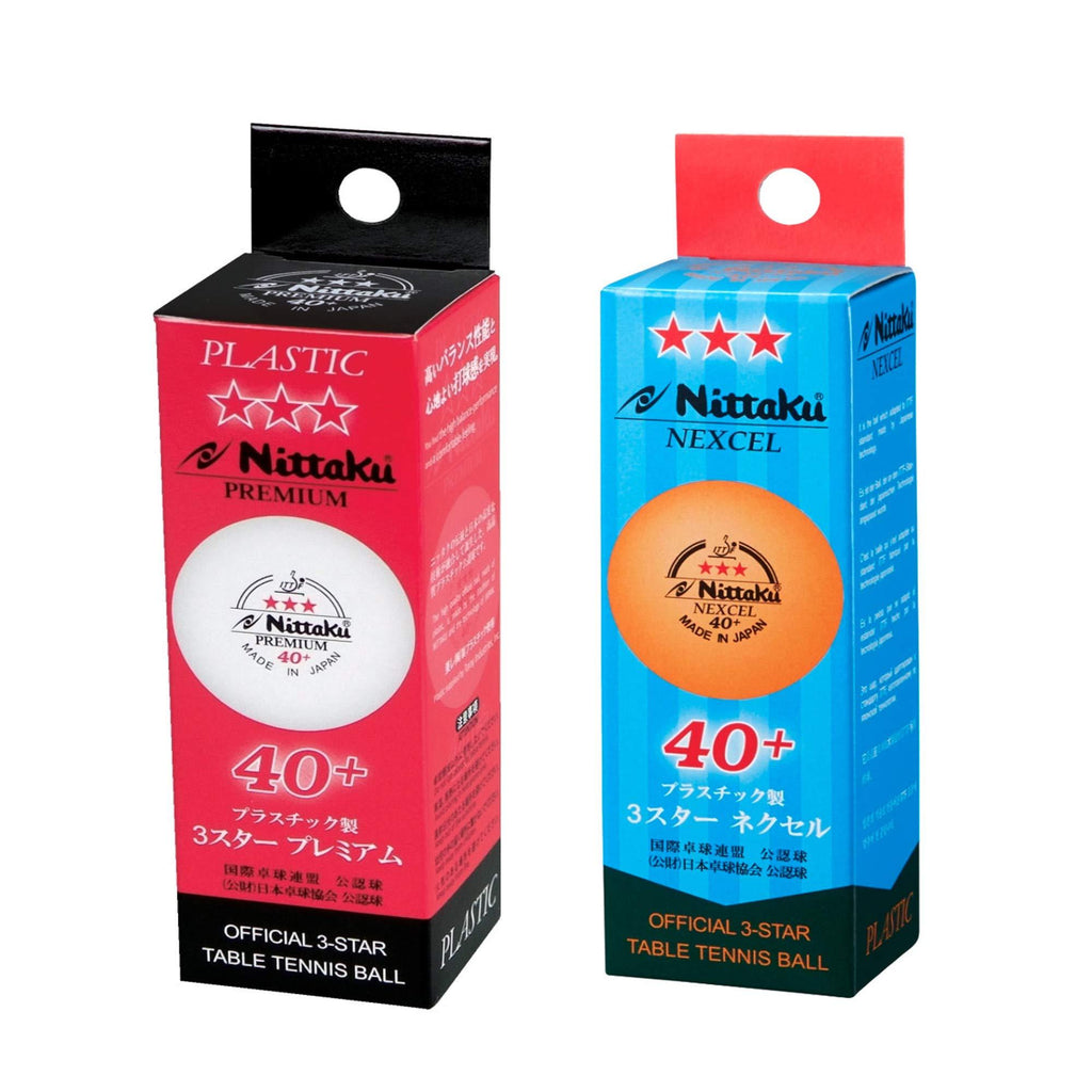 [AUSTRALIA] - NITTAKU 3 Stars Premium (3 Balls - White) 3 Stars Nexcel (3 Balls - Orange) + Free Racket Protection Edge Tape 