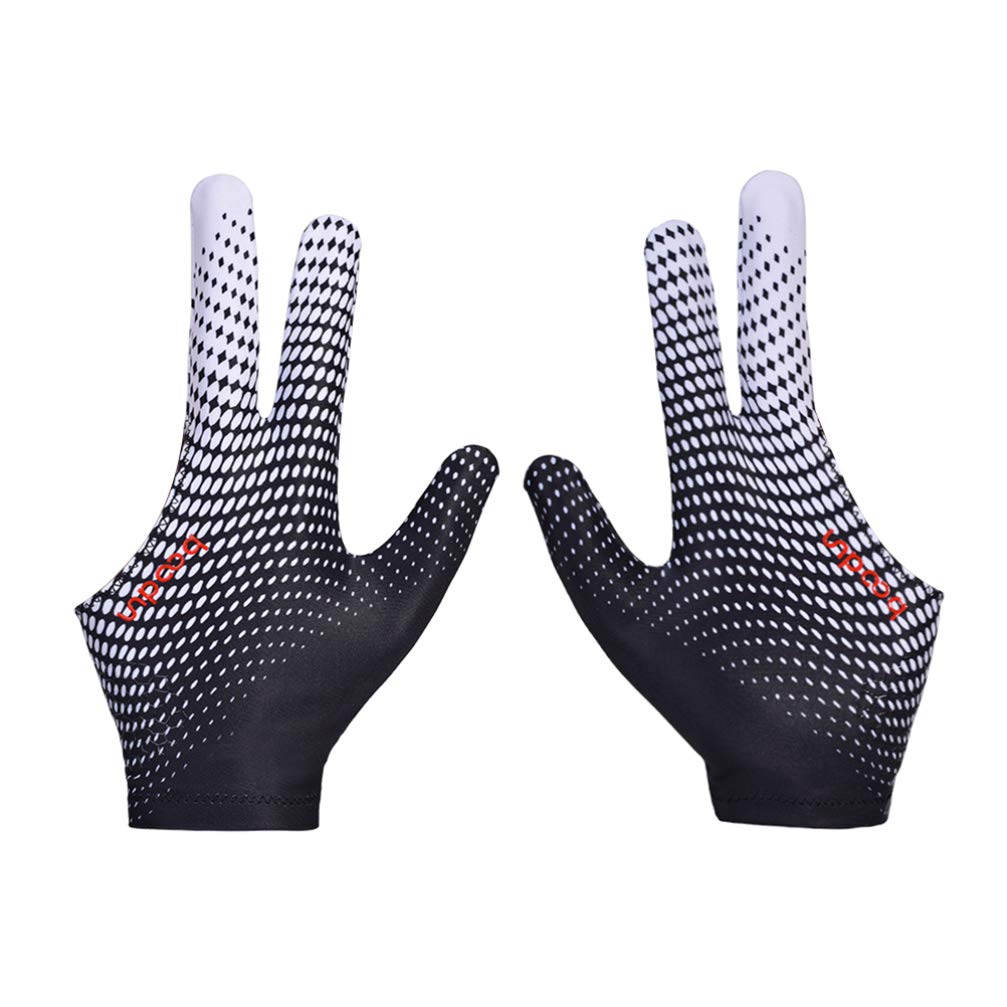 Milisten Snooker Gloves Stretchy 3 Finger Pool Cue Gloves Anti Slip Breathable Billiards Gloves for Women Men (Leaves) Black, White - BeesActive Australia