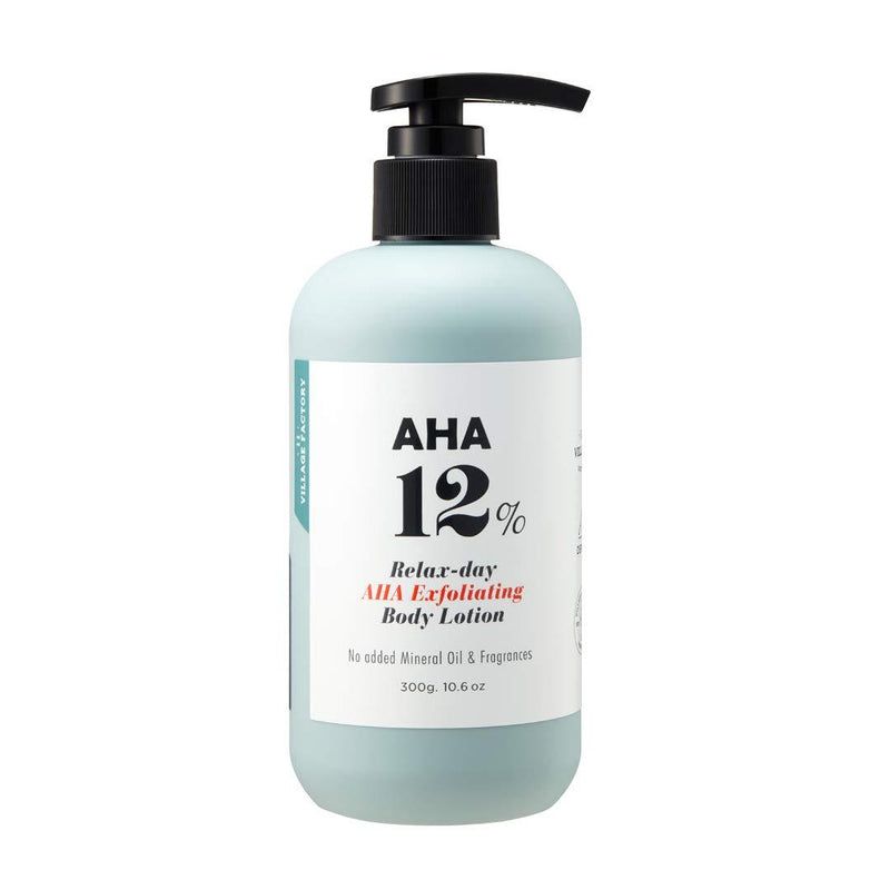 VILLAGE11FACTORY AHA 12% Body Lotion , Exfoliating & Rejuvenating Formula with 12% Glycolic Acid and Hyaluronic Acid. Unscented, Paraben Free. 10.6 Oz - BeesActive Australia