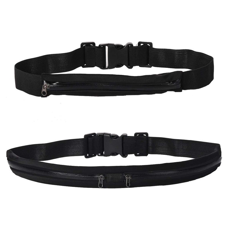 Running Belt, 2Packs Adjustable Waterproof Elastic Strap for Travel Cycling Walking Outdoor Activities, Black - BeesActive Australia