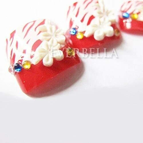 24 PCS Full Cover False Toe Tips (Red with White Flower) - BeesActive Australia