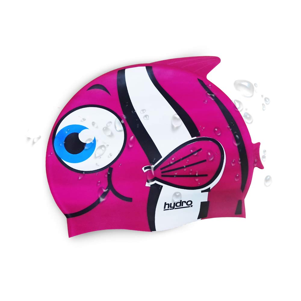 HYDRO Kids Swimming Cap - High Elastic Silicone Waterproof Swim Hat for Children, Boys, Girls - 2 Pack Bathing Cap Blue and Pink Fish Design for Boys Girls - BeesActive Australia