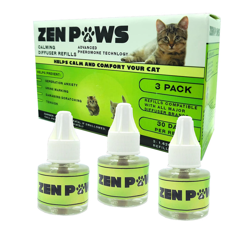 Zenpaws Upgraded No Scent - Diffuser Cat Relaxant Refill - Compatibility : Refills fit and are Compatible with All Major Brand diffusers. Feliway, Comfort Zone, ThunderEase, Relaxivet - BeesActive Australia