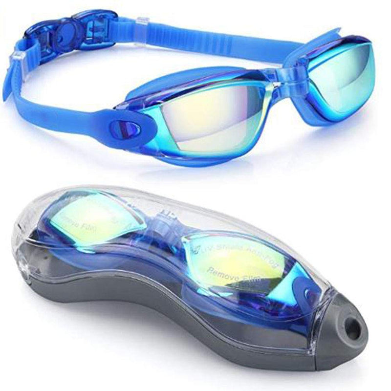 [AUSTRALIA] - percy Swimming Goggles No Leaking Anti Fog UV Protection Triathlon Swim Goggles with Free Protection Case for Adult Men Women Youth Kids Child, Blue 