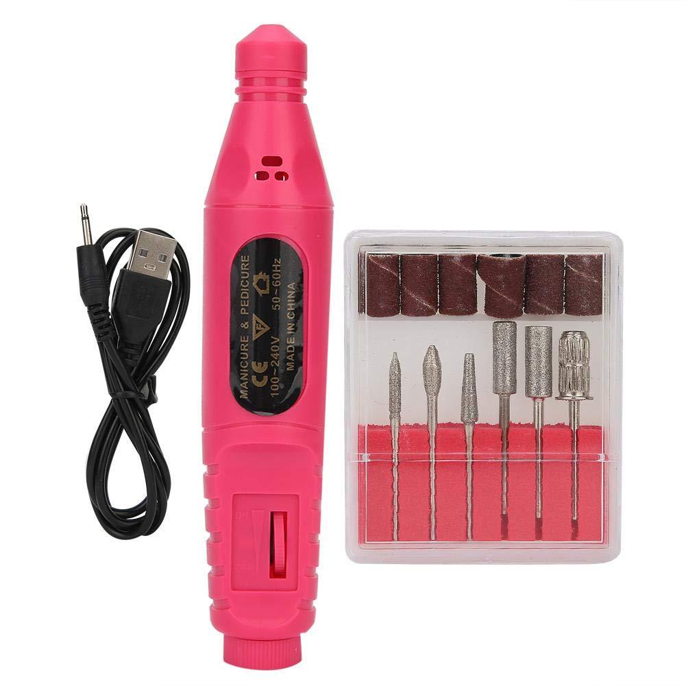 Electric Nail Drill Kit, USB Portable Electric Nail Drill Machine Manicure Manicure Pedicure Polishing Shape for Exfoliating, Grinding, Polishing, Nail Removing, Acrylic Nail Tools(Rose Red) - BeesActive Australia