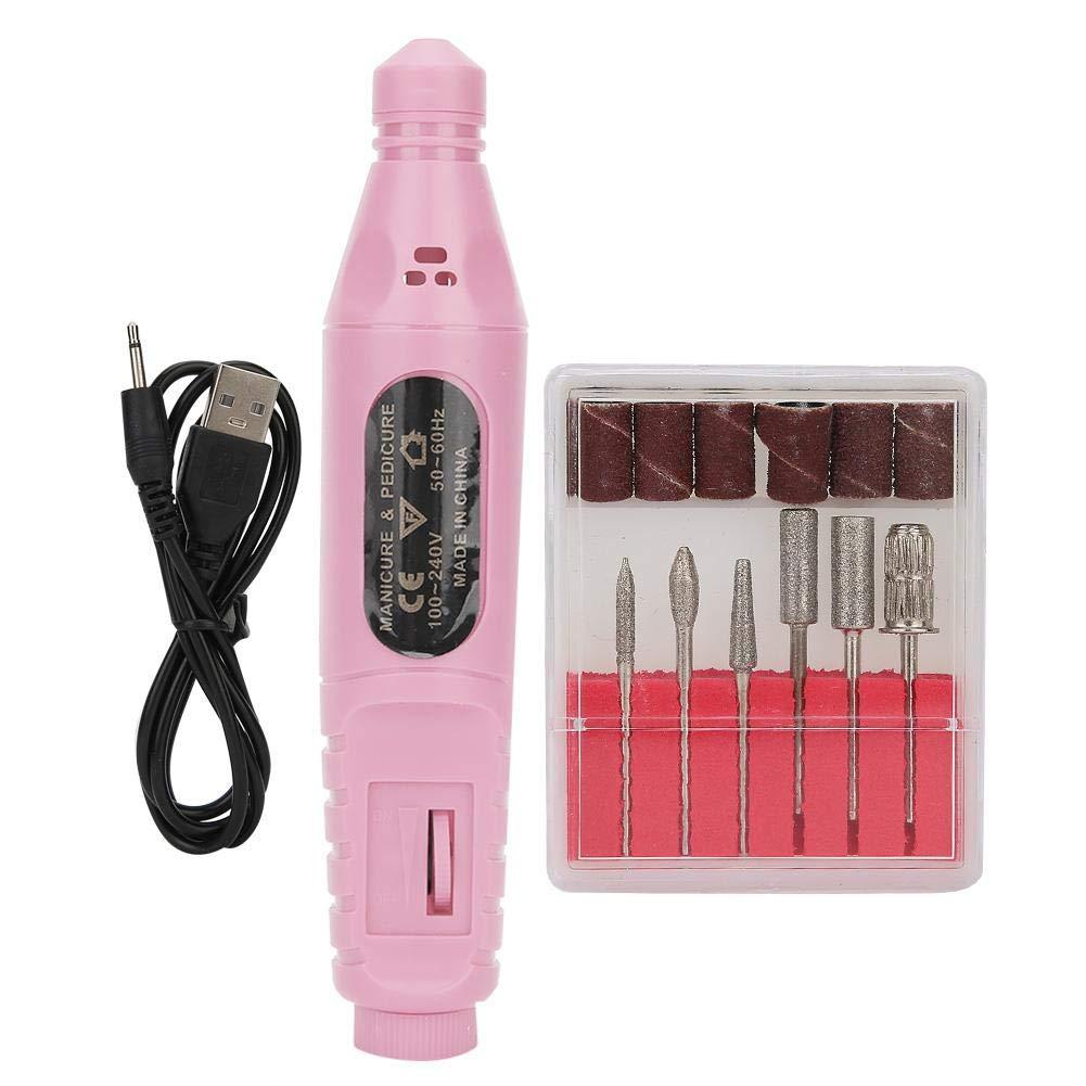 Electric Nail Drill Kit, USB Portable Electric Nail Drill Machine Manicure Pedicure Polishing Shape for Exfoliating, Grinding, Polishing, Nail Removing, Acrylic Nail Tools(Pink) - BeesActive Australia