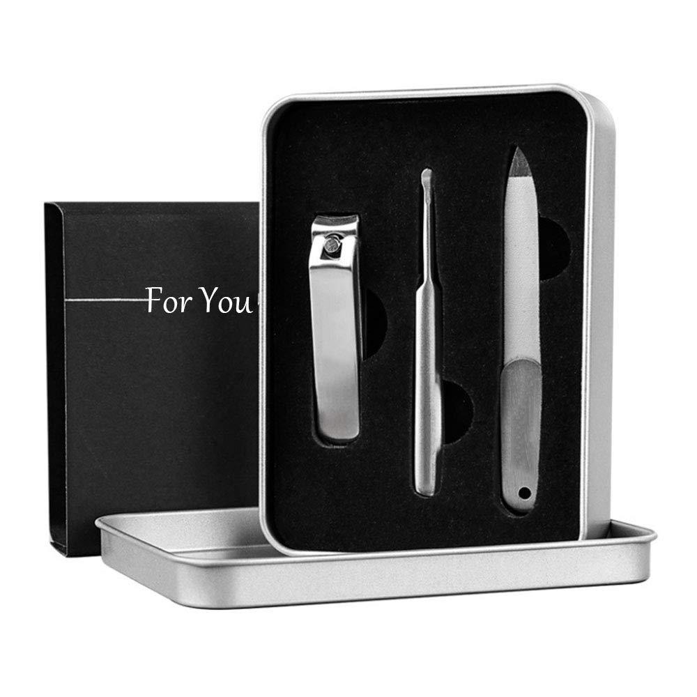 Nail Clipper Set, 3pcs Professional Nail Clippers with Nail File and Ear Spoon, Gift Package in Tin Box Perfect for Travel & Home (3PCS) - BeesActive Australia