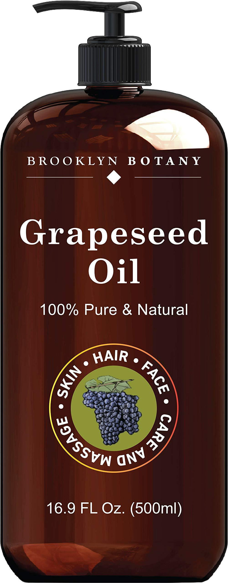 Brooklyn Botany Grapeseed Oil for Skin – 100% Pure and Cold Pressed – Carrier Oil for Essential Oils, Aromatherapy and Massage – Moisturizing Skin, Hair and Face – Therapeutic Grade – 16 fl Oz - BeesActive Australia