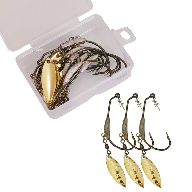 Laxygo 10pcs/Pack Weighted Hook with Twist Lock Spin Superline Spring Hook Swim Bait Fishing Hook with Twistlock Pin 3.5g 6.5g 10pcs-5g-gold - BeesActive Australia