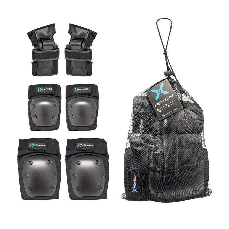 Hover-1 Nylon Protective Elbow Pads | Knee Pads & Wrist Guards, For Ages Above 8, Hard PP Shells Impact Resistance & EVA Foam Padding, Large, Black - BeesActive Australia