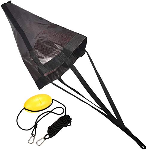 MOOCY 24/32/42-Inch Drift Sock,Ocean Anglers Fishing Drogue Sea Anchor with Harness Buoy for Marine Boat/Yacht/Jet Ski/Inflatable/Power Boat/Sail Boat Brown-black 24'' for 14-18ft Boat - BeesActive Australia