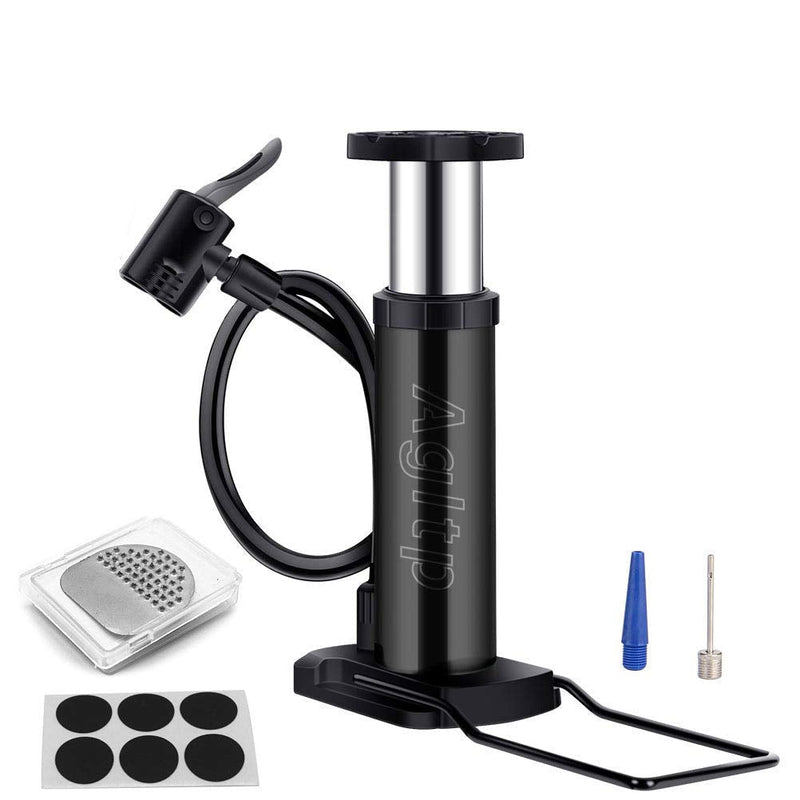Agltp Bike Pump, Mini Bike Floor Pump Compact Mini Portable Bicycle Foot Pump Compatible with Presta and Schrader Valve Portable Bicycle Pump,Aluminum Alloy Floor Bicycle Pump,Free Puncture Repair Kit - BeesActive Australia