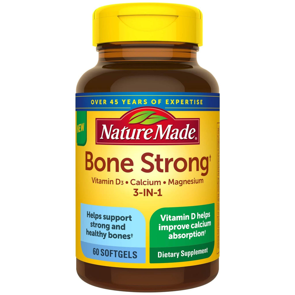 Nature Made Bone Strong with Calcium 260mg Helps Support Bone Strength, Vitamin D3 1000IU to Aid in Calcium Absorption, and Magnesium 250mg for Bone Health, 60 Count - BeesActive Australia