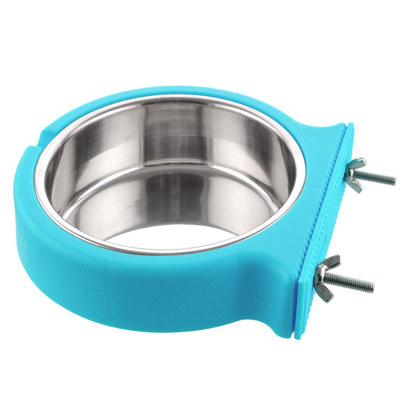 Guardians Crate Dog Bowl, Removable Stainless Steel Water Food Feeder Bowls Cage Coop Cup for Cat Puppy Bird Pets Small Blue with Corrugated Clip - BeesActive Australia