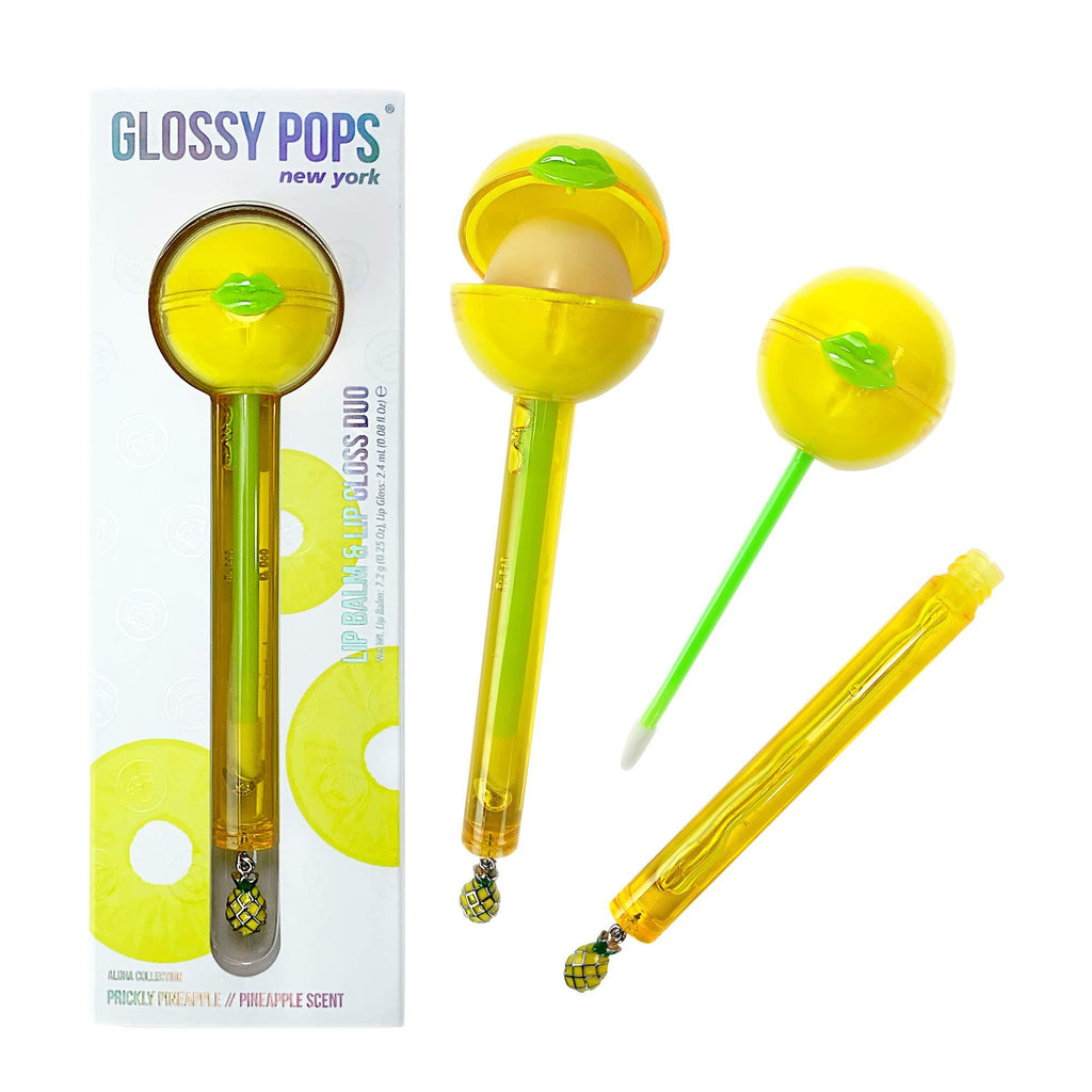 GlossyPops | Clear Lip Balm and Clear Lip Gloss Combo | Aloha Tropical Fruit Collection (PRICKLY PINEAPPLE) PRICKLY PINEAPPLE - BeesActive Australia
