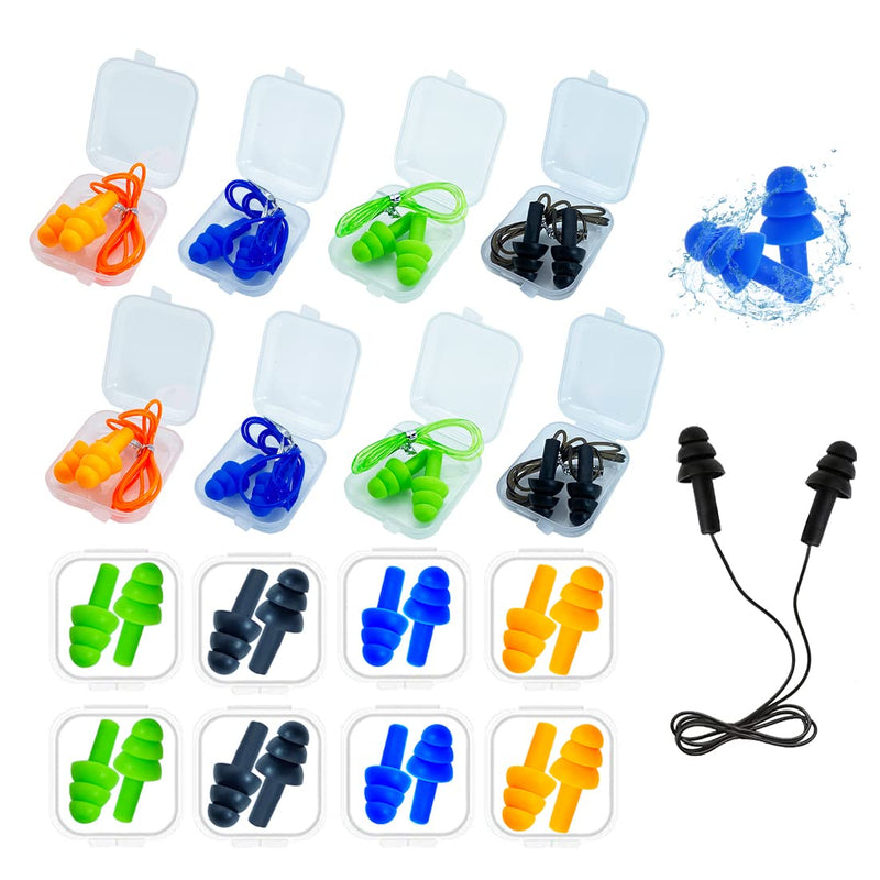 Ear Plugs for Sleeping,16 Pairs Noise Canceling Ear Plugs Soft Reusable Silicone Earplugs Waterproof Noise Reduction Earplugs for Concert,Swimming,Study,Loud Noise,Snoring - BeesActive Australia