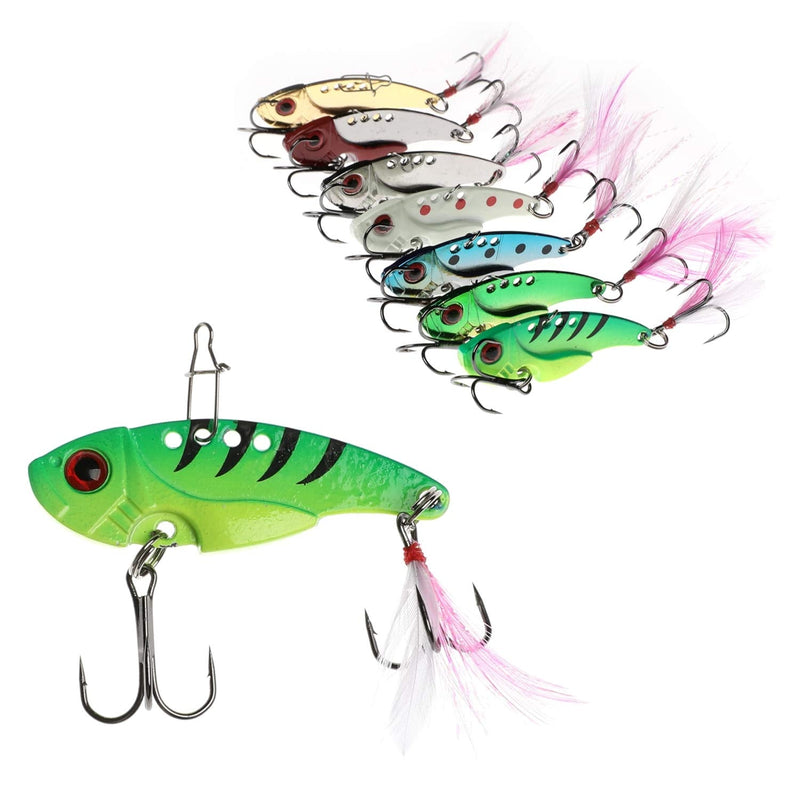 WANBY Proven Explosive Color Special Spinner Spoon Swimbait Vibrating Jigging Freshwater Saltwater Fishing Lures with Hook Fishing Tackle for Trout Bass Salmon 7pcs - BeesActive Australia